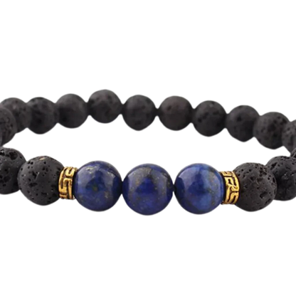 Lava Beads Bracelet With Natural Stone Accents - Style B