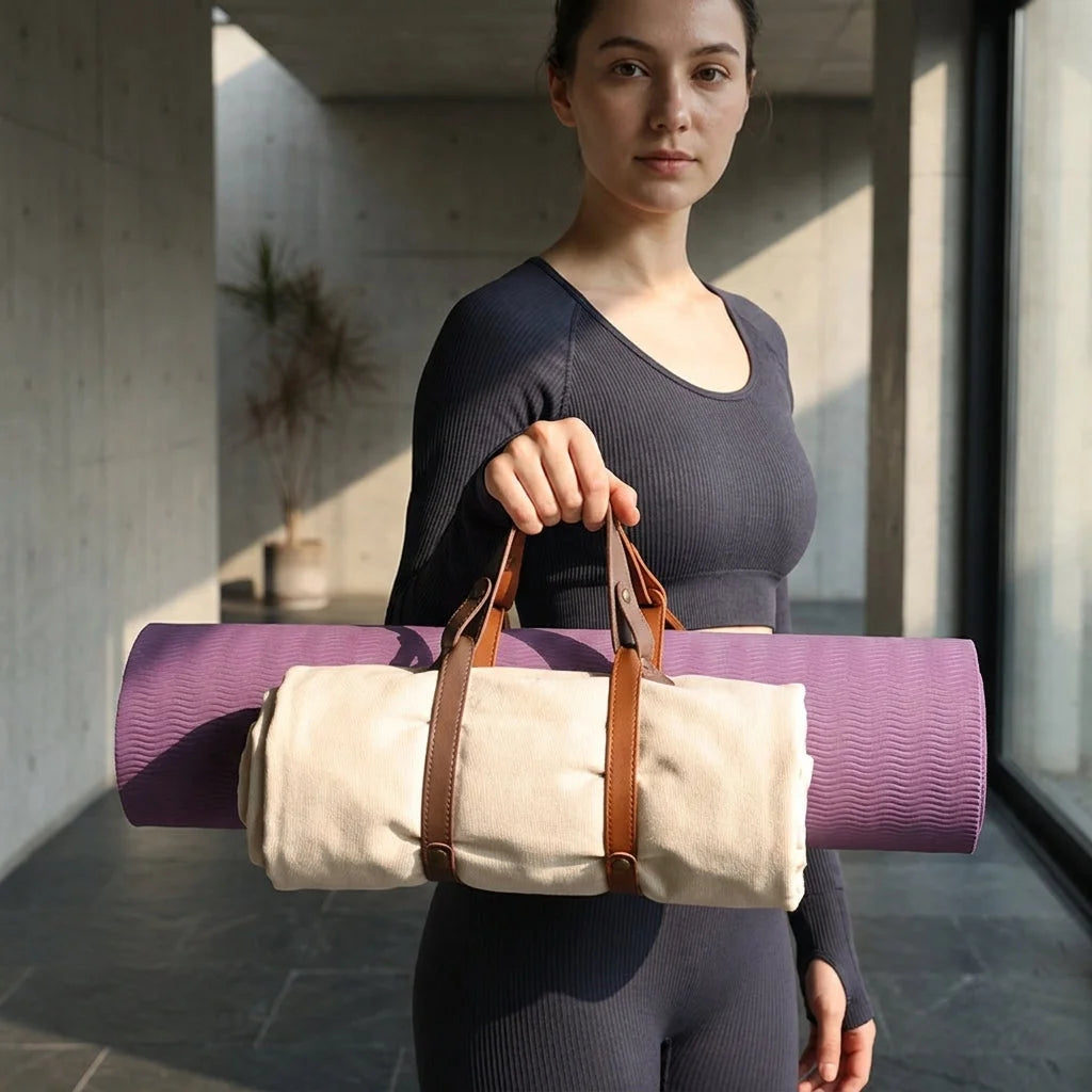 Leather Yoga Mat Strap With Adjustable Fit