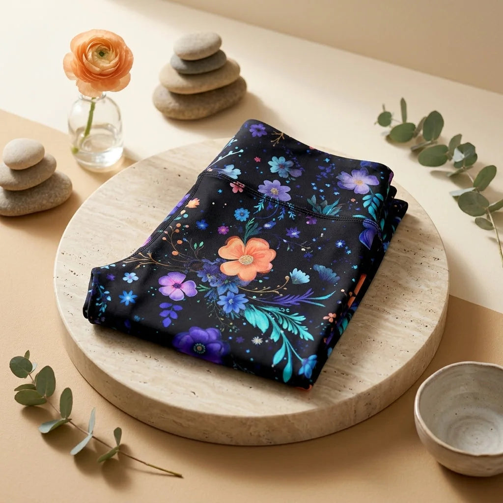 Legging Flare With Galactic Floral Celestial Print