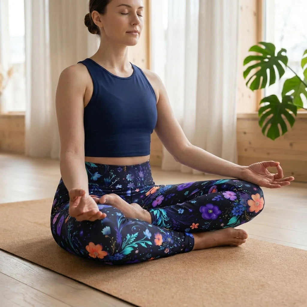 Legging Flare With Galactic Floral Celestial Print