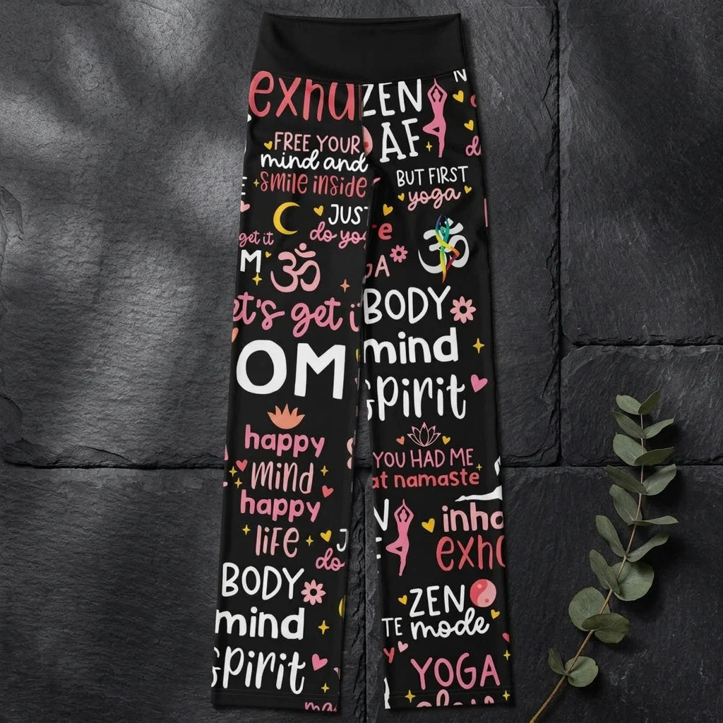 Leggings Flare With Spiritual Yoga Quote Print