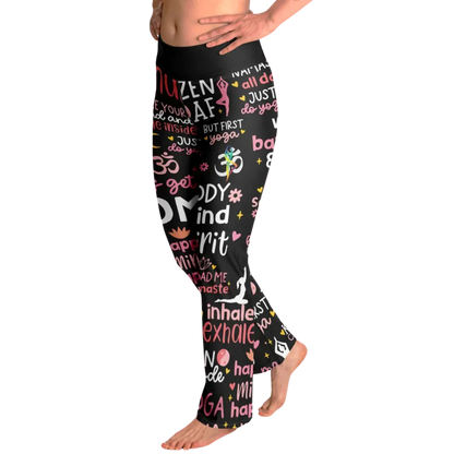 Leggings Flare With Spiritual Yoga Quote Print