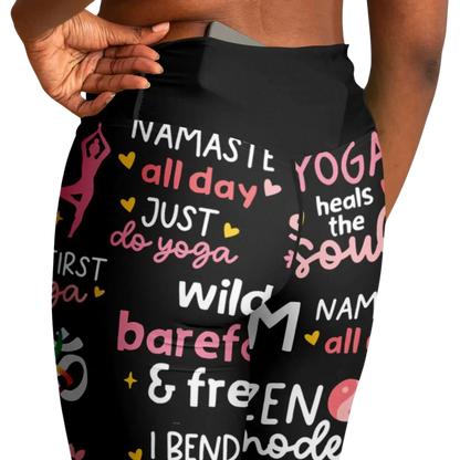 Leggings Flare With Spiritual Yoga Quote Print