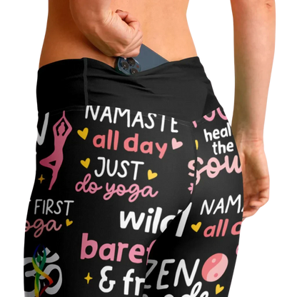 Leggings Flare With Spiritual Yoga Quote Print