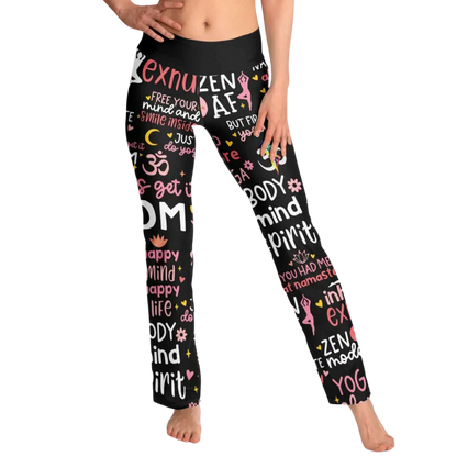 Leggings Flare With Spiritual Yoga Quote Print
