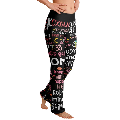 Leggings Flare With Spiritual Yoga Quote Print