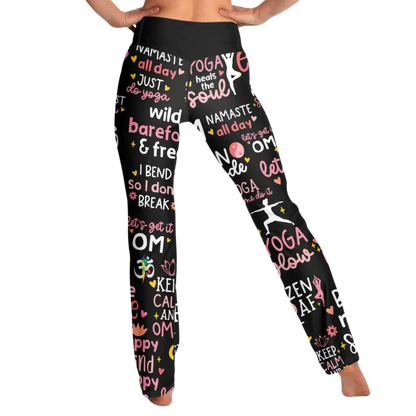 Leggings Flare With Spiritual Yoga Quote Print