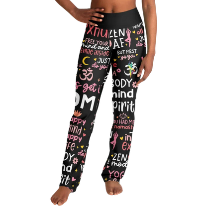 Leggings Flare With Spiritual Yoga Quote Print