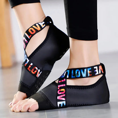 Lightweight Yoga Shoes For Women With Grip Support - Black Flower / 35-36