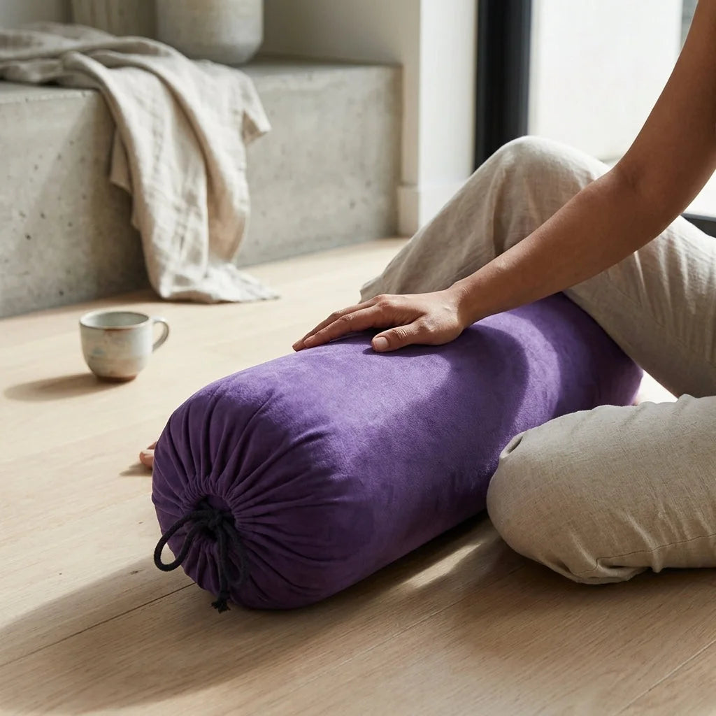 Linen Blend Yoga Bolster Pillow For Daily Support