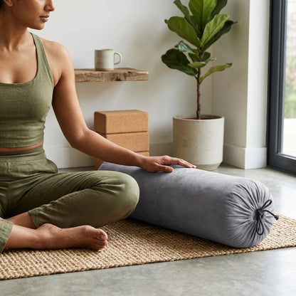 Linen Blend Yoga Bolster Pillow For Daily Support