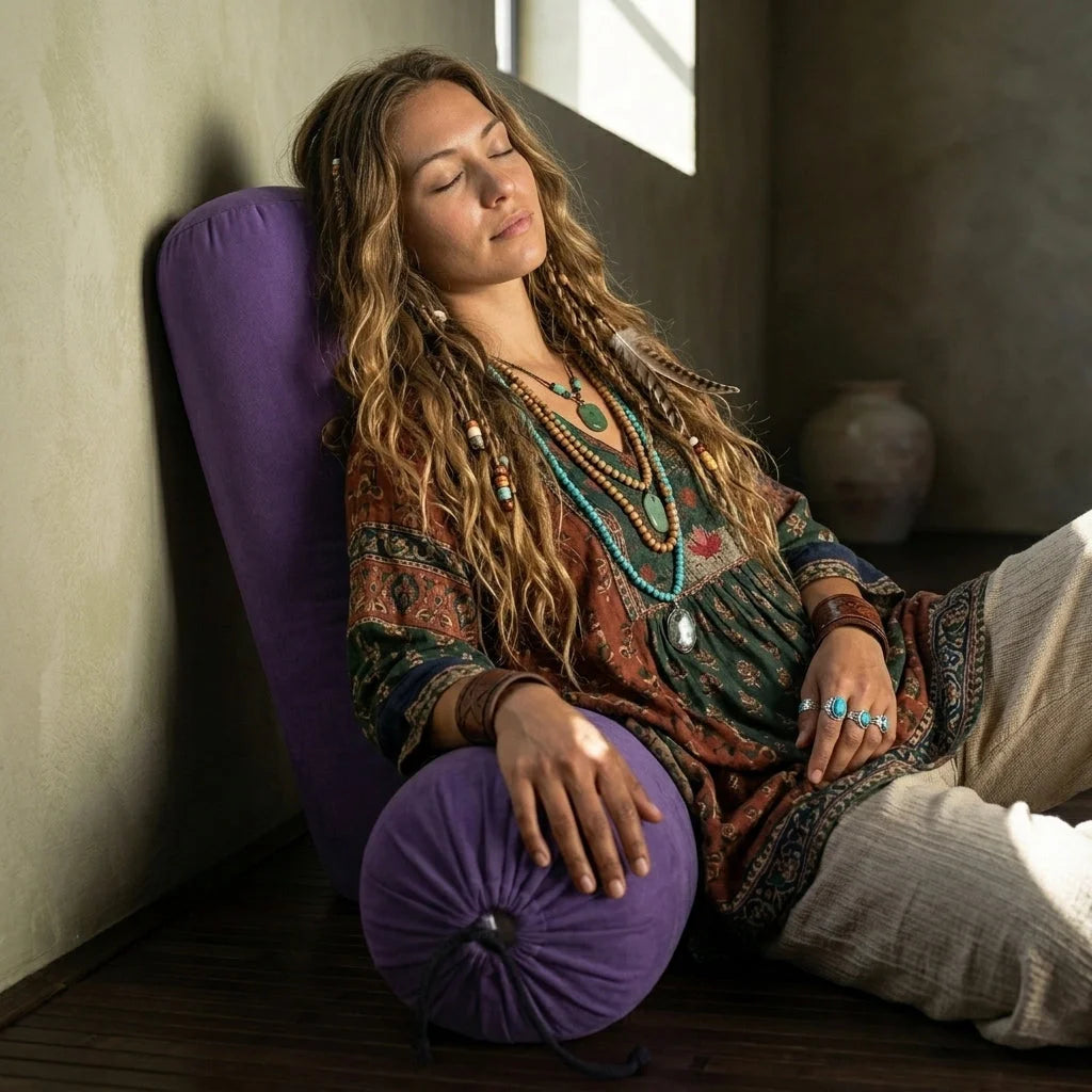 Linen Blend Yoga Bolster Pillow For Daily Support