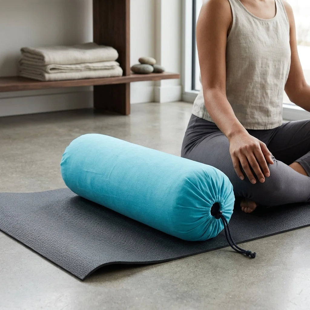 Linen Blend Yoga Bolster Pillow For Daily Support