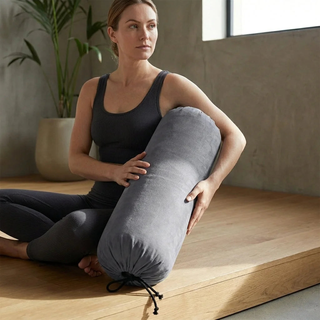 Linen Blend Yoga Bolster Pillow For Daily Support