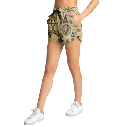 Loose Fit Shorts For Women With Alchemical Symbols