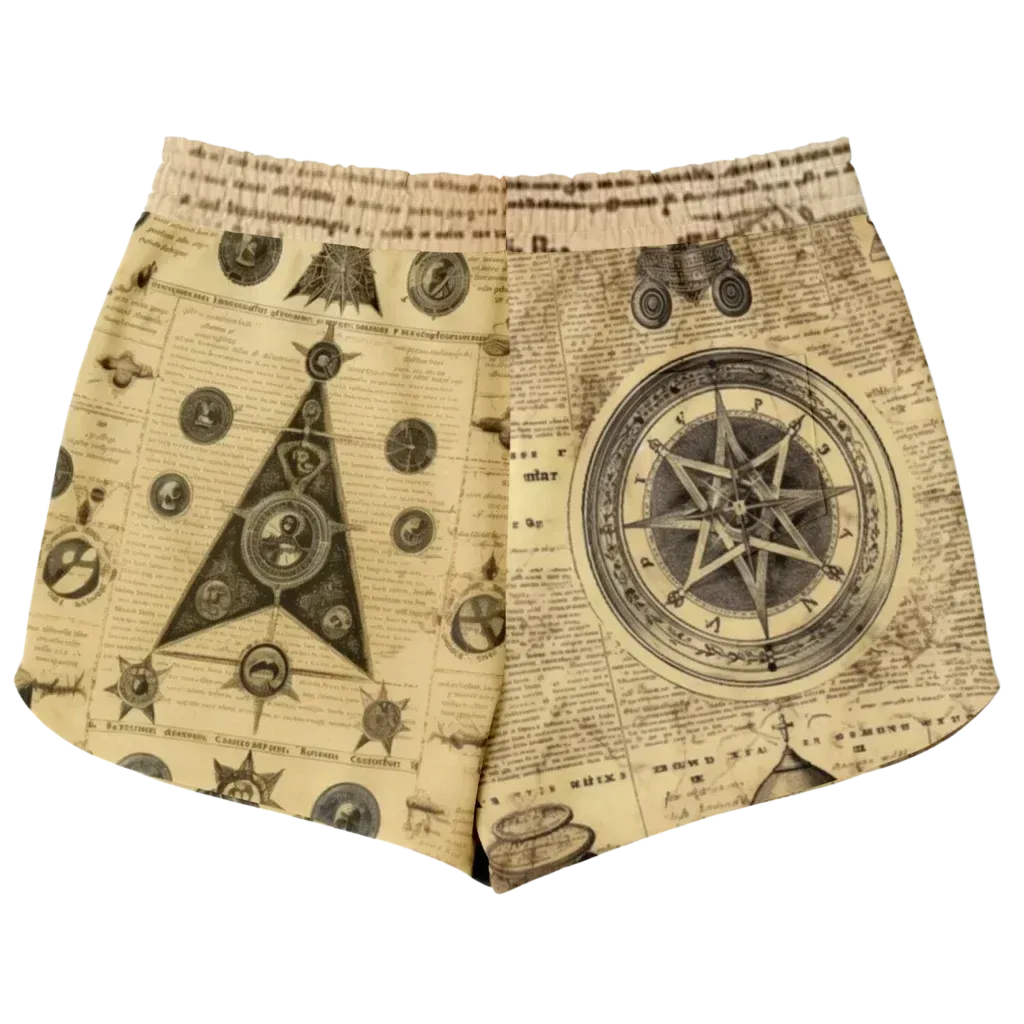 Loose Fit Shorts For Women With Alchemical Symbols