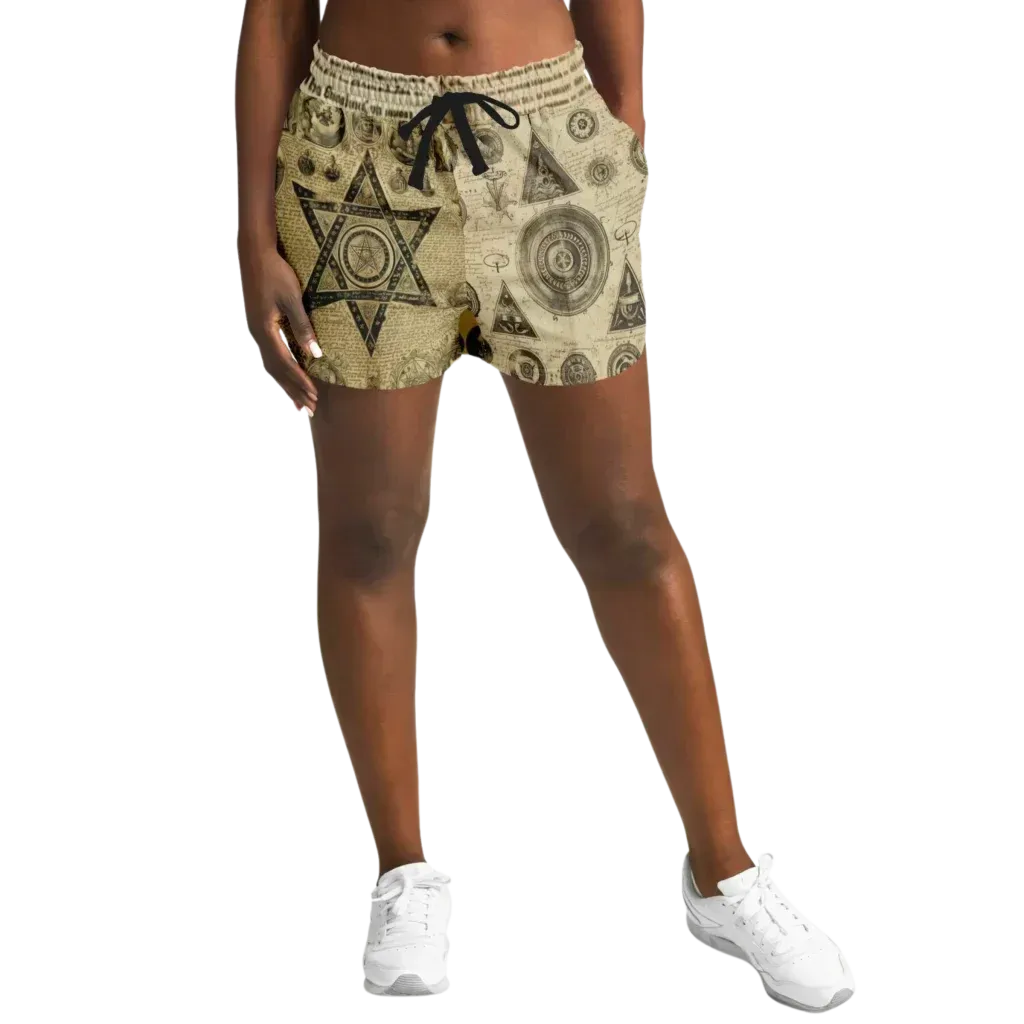 Loose Fit Shorts For Women With Alchemical Symbols