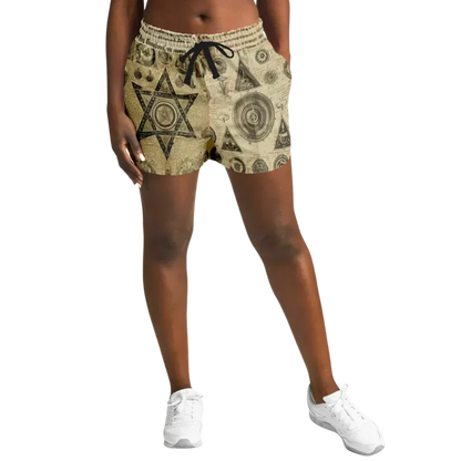 Loose Fit Shorts For Women With Alchemical Symbols