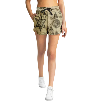 Loose Fit Shorts For Women With Alchemical Symbols
