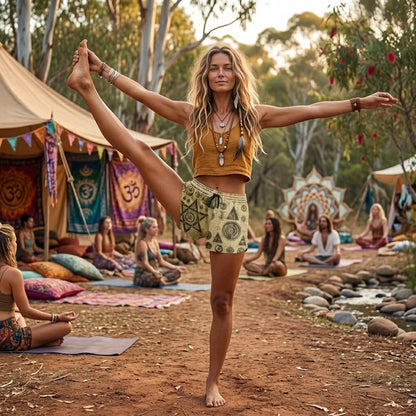 Loose Fit Shorts For Women With Alchemical Symbols