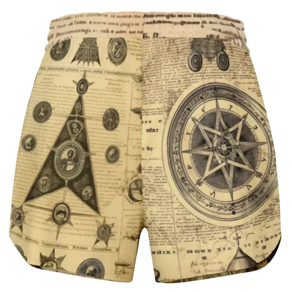 Loose Fit Shorts For Women With Alchemical Symbols