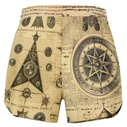 Loose Fit Shorts For Women With Alchemical Symbols