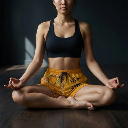 Loose Fitting Shorts Women Buddha Sakura Print