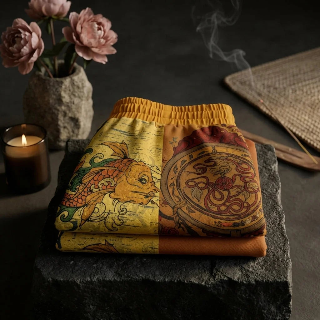 Loose Fitting Shorts Women Buddha Sakura Print
