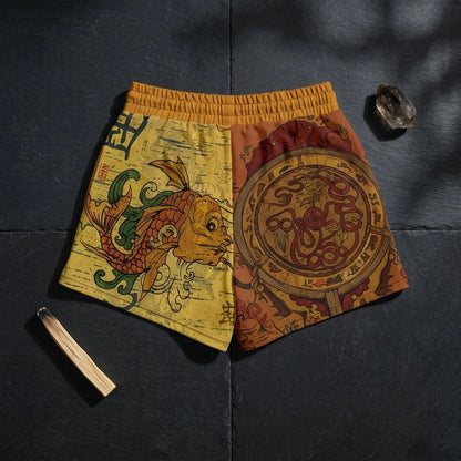 Loose Fitting Shorts Women Buddha Sakura Print