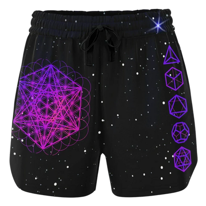 Loose Fitting Shorts Women’s With Sacred Geometry Print