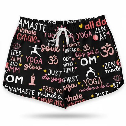 Loose Shorts Yoga With Inspirational Quote Print