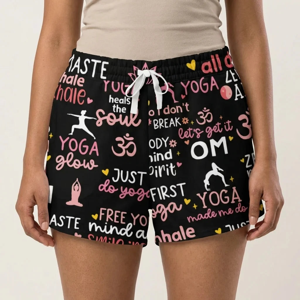 Loose Shorts Yoga With Inspirational Quote Print