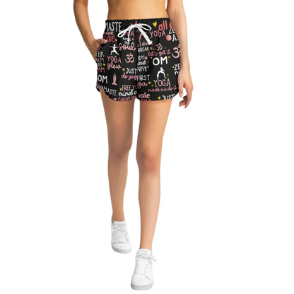 Loose Shorts Yoga With Inspirational Quote Print
