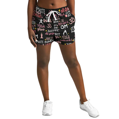 Loose Shorts Yoga With Inspirational Quote Print