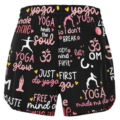 Loose Shorts Yoga With Inspirational Quote Print