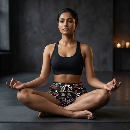 Loose Shorts Yoga With Inspirational Quote Print