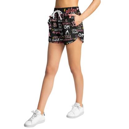 Loose Shorts Yoga With Inspirational Quote Print