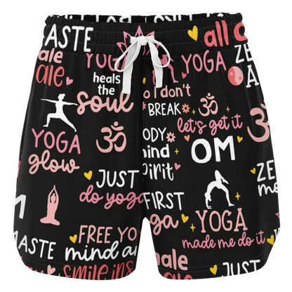 Loose Shorts Yoga With Inspirational Quote Print