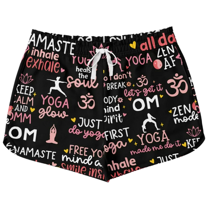 Loose Shorts Yoga With Inspirational Quote Print - XS