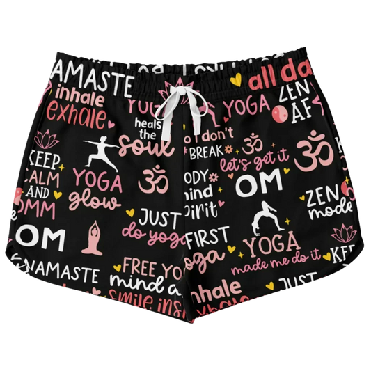 Loose Shorts Yoga With Inspirational Quote Print - XS