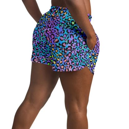 Loose Women’s Shorts With Neon Leopard Spirit Print