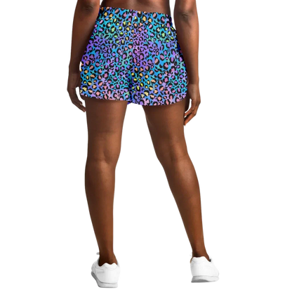 Loose Women’s Shorts With Neon Leopard Spirit Print