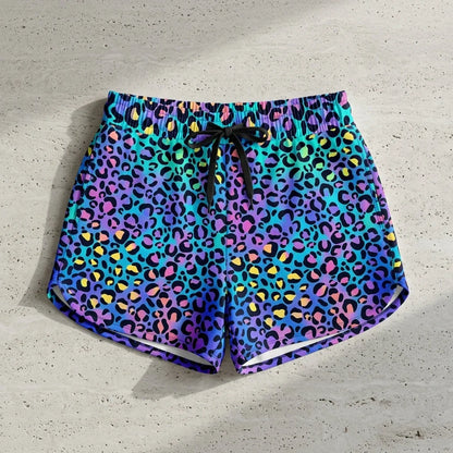 Loose Women’s Shorts With Neon Leopard Spirit Print