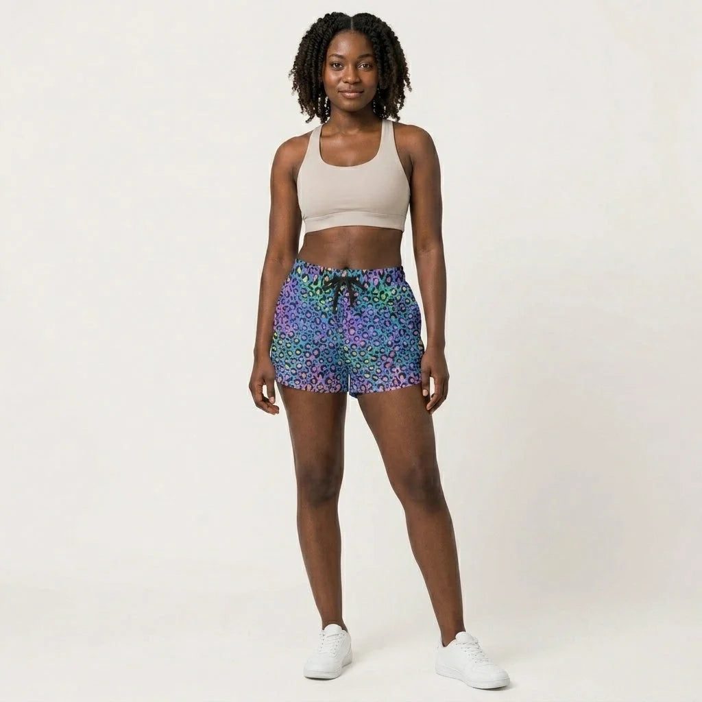 Loose Women’s Shorts With Neon Leopard Spirit Print