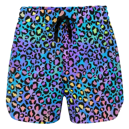 Loose Women’s Shorts With Neon Leopard Spirit Print
