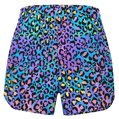 Loose Women’s Shorts With Neon Leopard Spirit Print