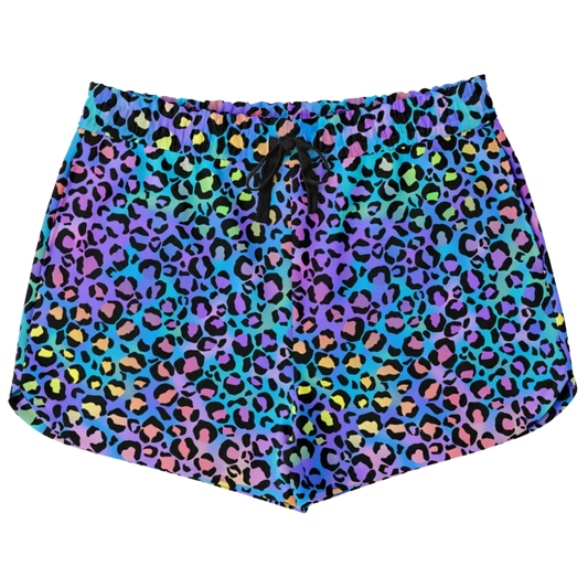 Loose Women’s Shorts With Neon Leopard Spirit Print - XS