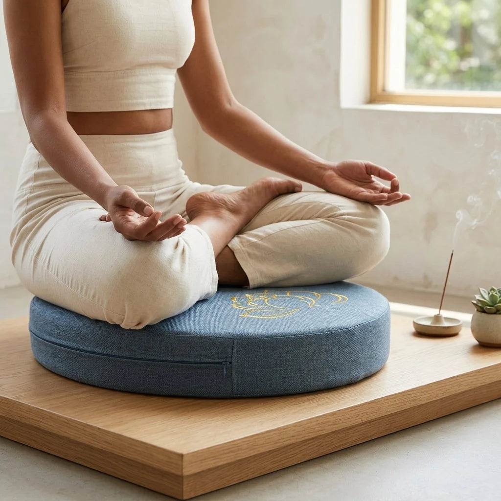 Lotus Embroidered Meditation Floor Cushions