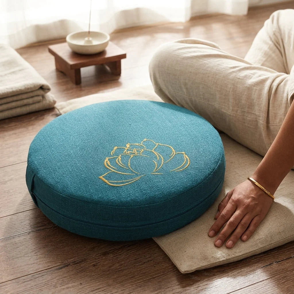 Lotus Embroidered Meditation Floor Cushions