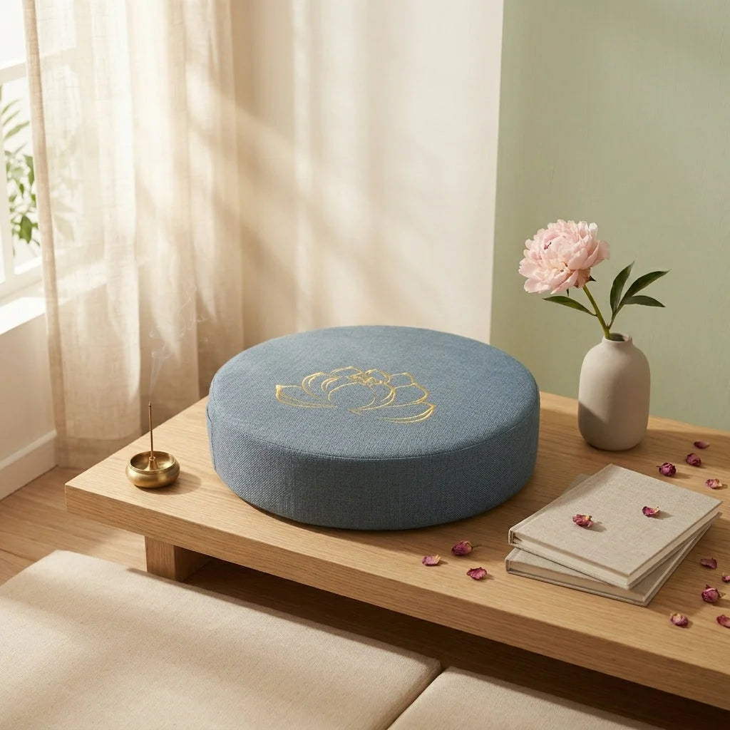 Lotus Embroidered Meditation Floor Cushions